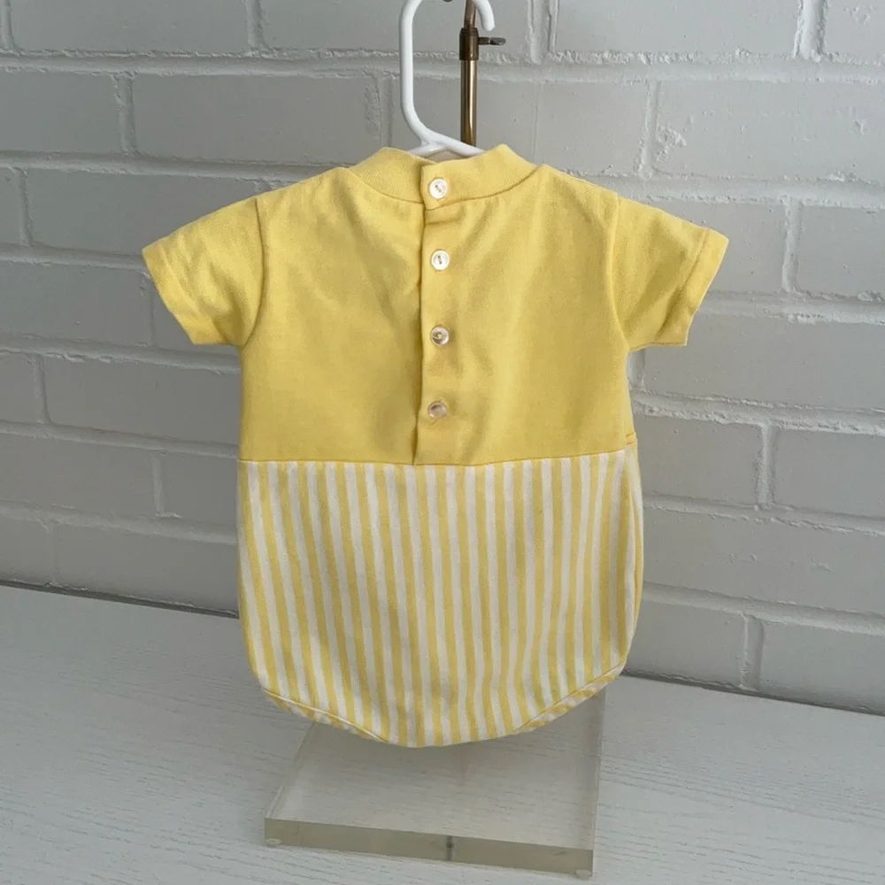 Baby Boys Classic Vintage Two-Piece Yellow Summer Romper Outfit Size 6 Months